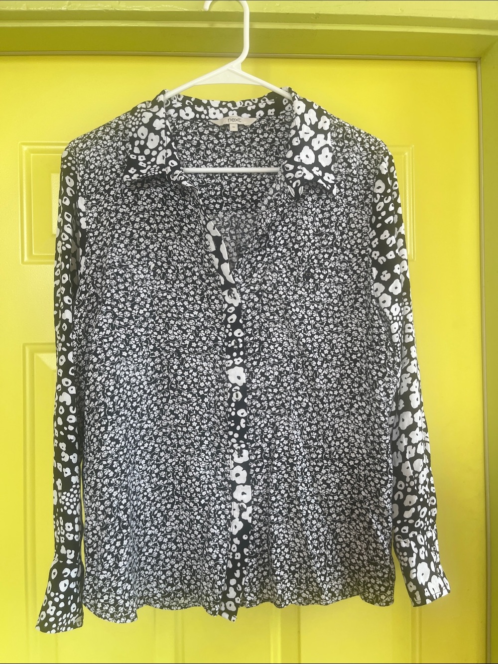 next Black and White Floral Button-Down Shirt